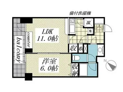 メゾン・ド・ヴィレ日本橋中洲(1LDK/6階)の間取り写真