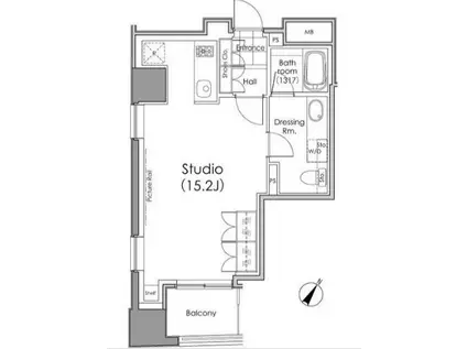 パークハビオ水天宮前(ワンルーム/2階)の間取り写真