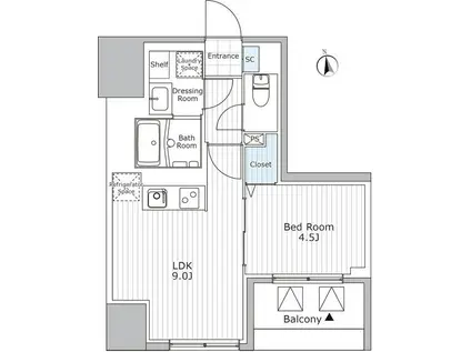 ウィステリア エス 上野(1LDK/9階)の間取り写真