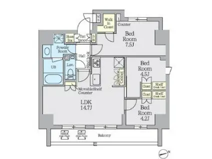 クレストコート上野(3LDK/14階)の間取り写真