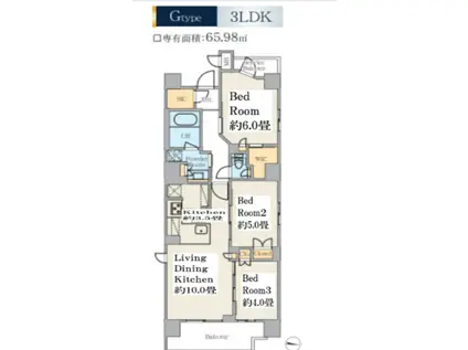 クレストコート錦糸町(3LDK/4階)の間取り写真