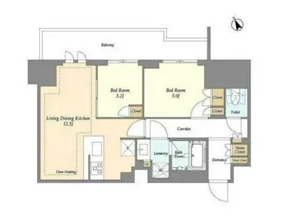 オアーゼ日暮里レジデンス(2LDK/7階)の間取り写真