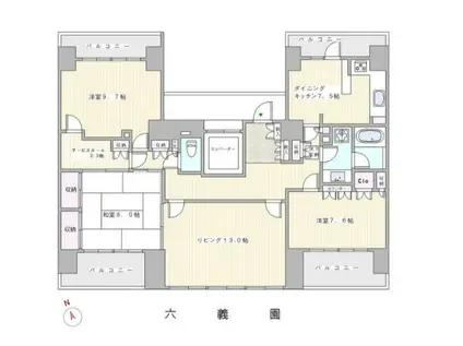 藤和シティホームズ六義園(3SLDK/9階)の間取り写真