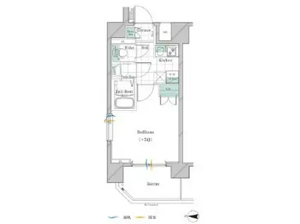 ガリシア錦糸町パークサイド(1K/9階)の間取り写真