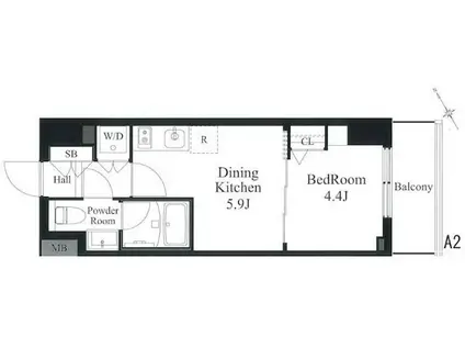 ラティエラ秋葉原(1DK/4階)の間取り写真