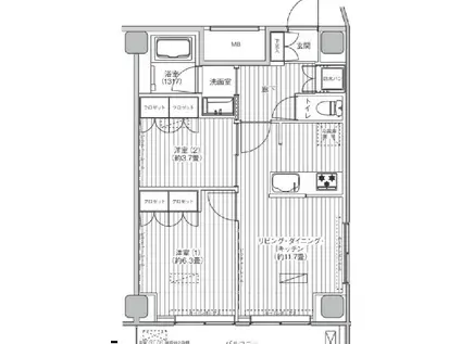ヒューリック浅草橋江戸通(2LDK/11階)の間取り写真