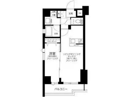 ガリシア錦糸町パークサイド(1LDK/6階)の間取り写真