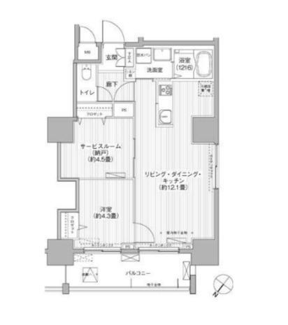 グランデュール富士(1SLDK/8階)の間取り写真
