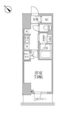 レジディア文京本郷Ⅲ(1K/3階)の間取り写真