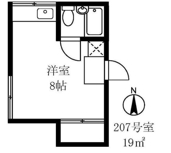 文化ヴィレッジ(ワンルーム/2階)の間取り写真