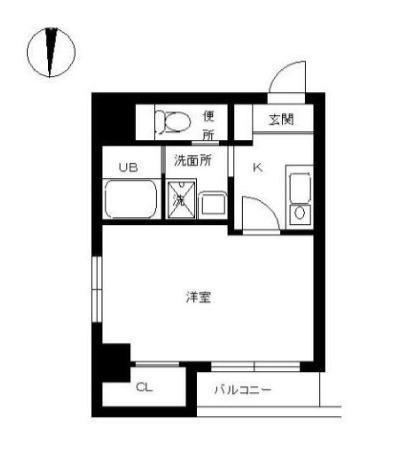 スカイコート銀座東第2(1K/4階)の間取り写真