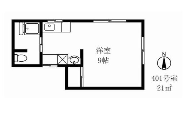 文化ビル(ワンルーム/4階)の間取り写真