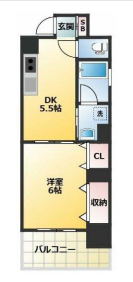 リヴドピエール(1DK/9階)の間取り写真