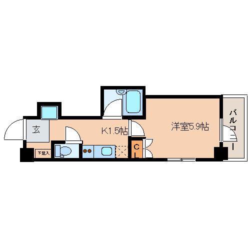 レジディア文京湯島Ⅱ(1K/4階)の間取り写真