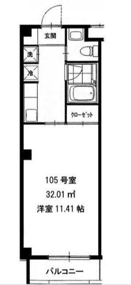 メープルⅢ(1K/1階)の間取り写真
