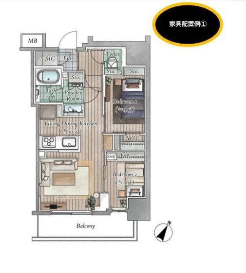 アーバネックス日本橋茅場町(2LDK/9階)の間取り写真