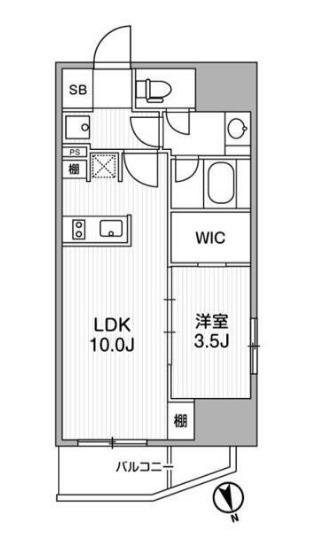 ディームス上野(1LDK/11階)の間取り写真
