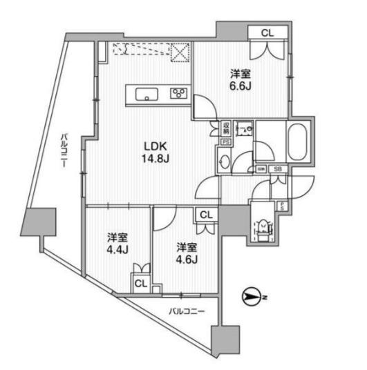 ディームス蔵前AVENUE(3LDK/12階)の間取り写真
