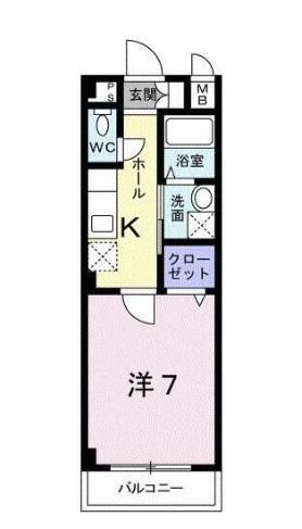 カーサ カトルセ M(1K/1階)の間取り写真
