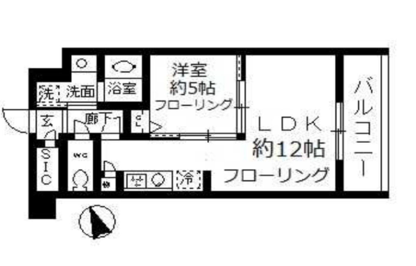ファインクレスト入谷(1LDK/4階)の間取り写真