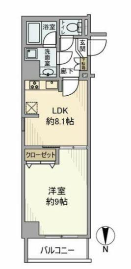 XEBEC押上(1LDK/7階)の間取り写真