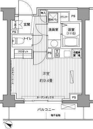 ヒューリックレジデンス茗荷谷(ワンルーム/4階)の間取り写真