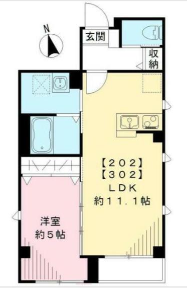 プラム二長町(1LDK/3階)の間取り写真