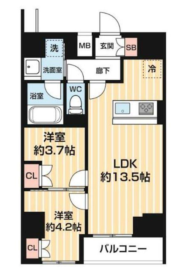 ARCOBALENO MINAMISENJU(2LDK/11階)の間取り写真