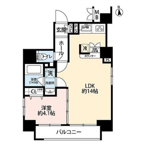 プレール・ドゥーク浅草Ⅲ(1LDK/12階)の間取り写真