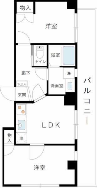 ぺリグリンアパートメント(2DK/2階)の間取り写真