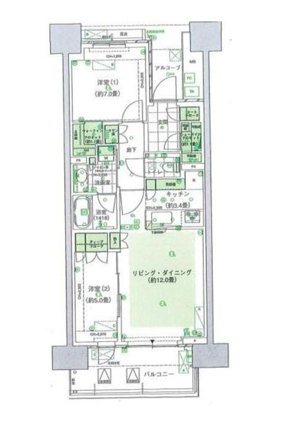 晴海フラッグ パークビレッジ C棟(2LDK/17階)の間取り写真