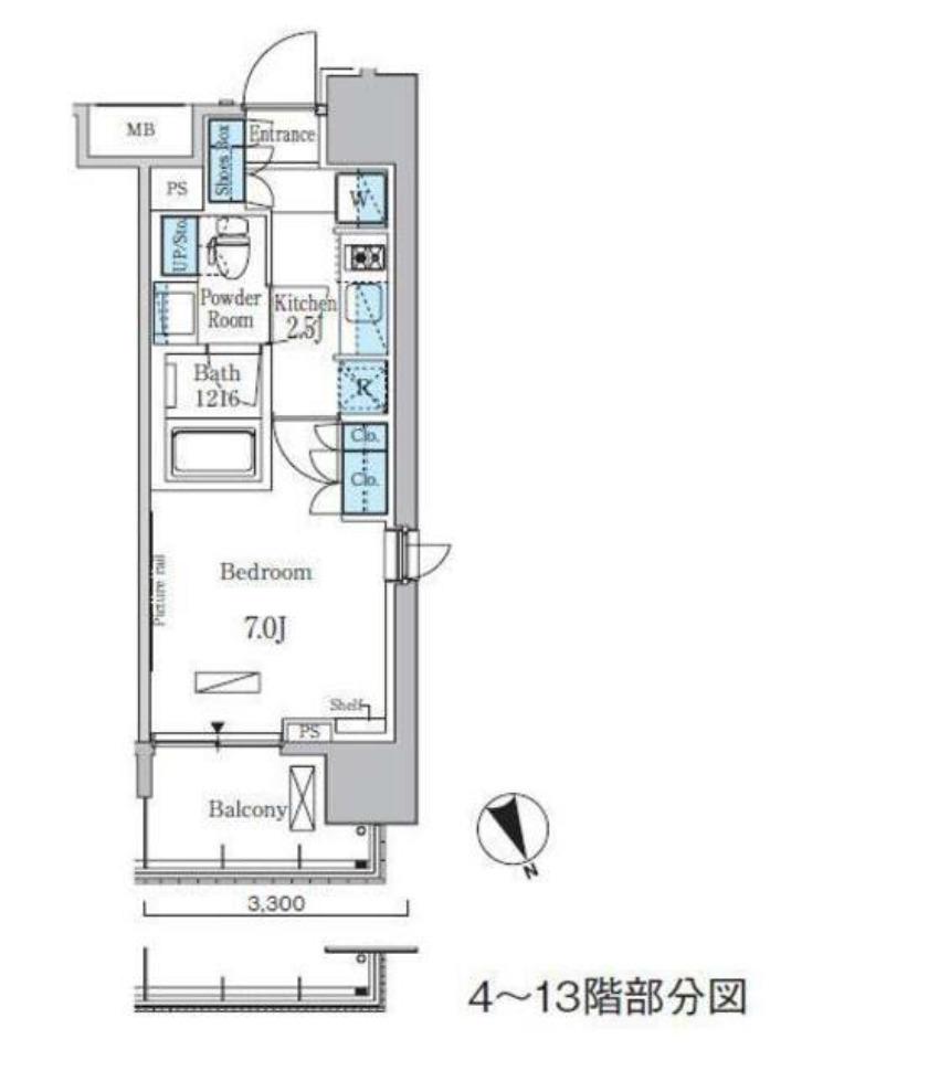 パークアクシス浅草・田原町(1K/11階)の間取り写真