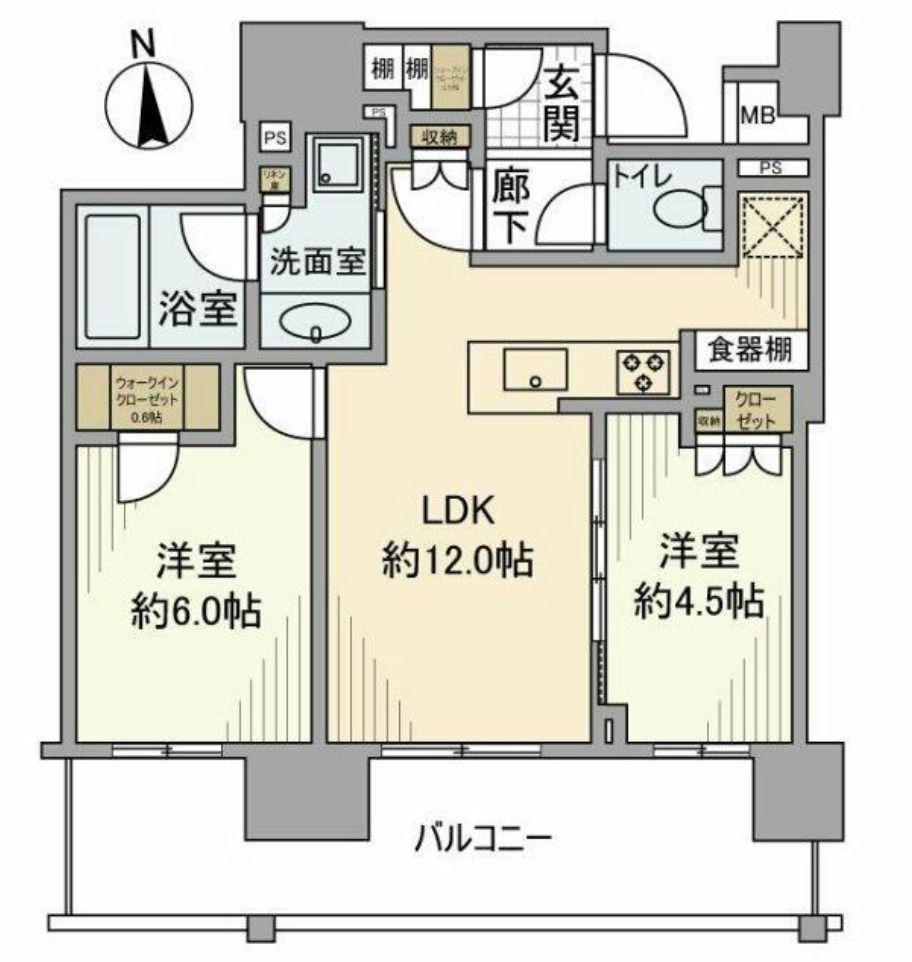 パークホームズ浅草橋(2LDK/13階)の間取り写真