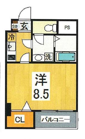 スカイコート銀座東第2(1K/3階)の間取り写真