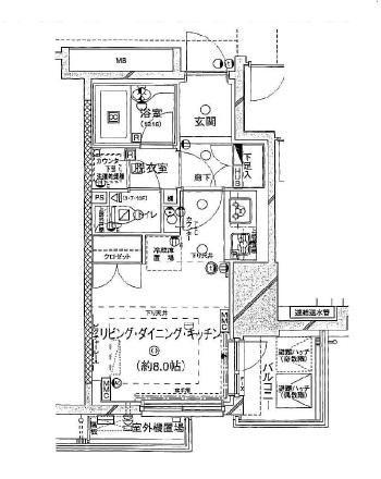 ファミール東銀座グランスイートタワー(ワンルーム/2階)の間取り写真