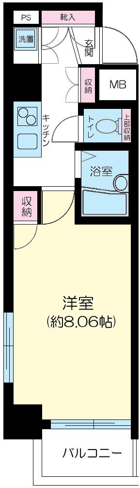 スカイコート日本橋浜町第3(1K/2階)の間取り写真