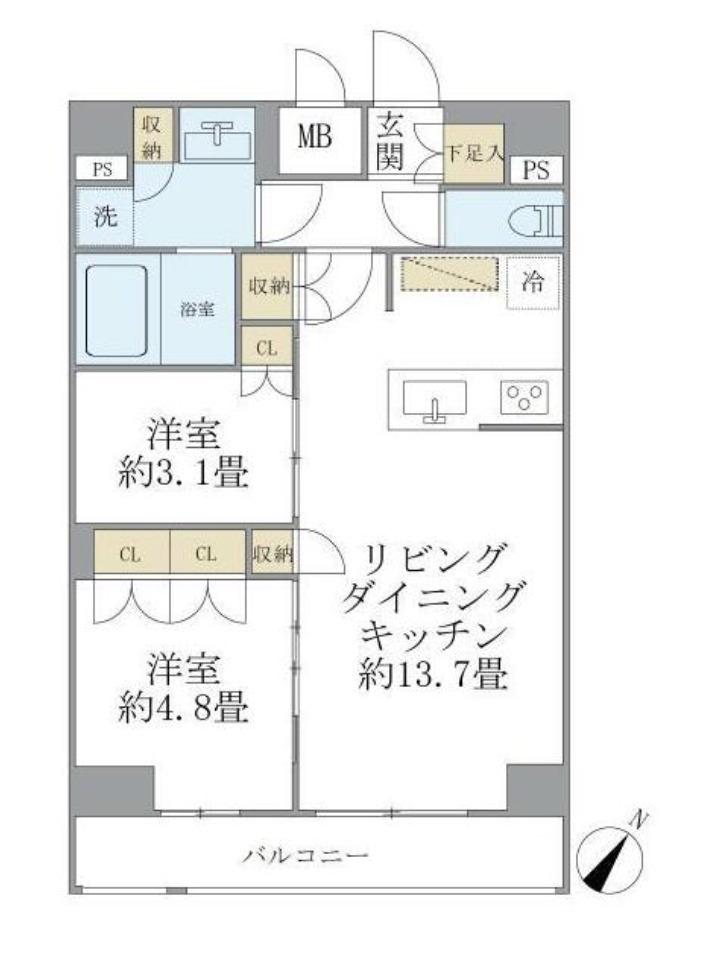 ジオエント駒込(2LDK/7階)の間取り写真