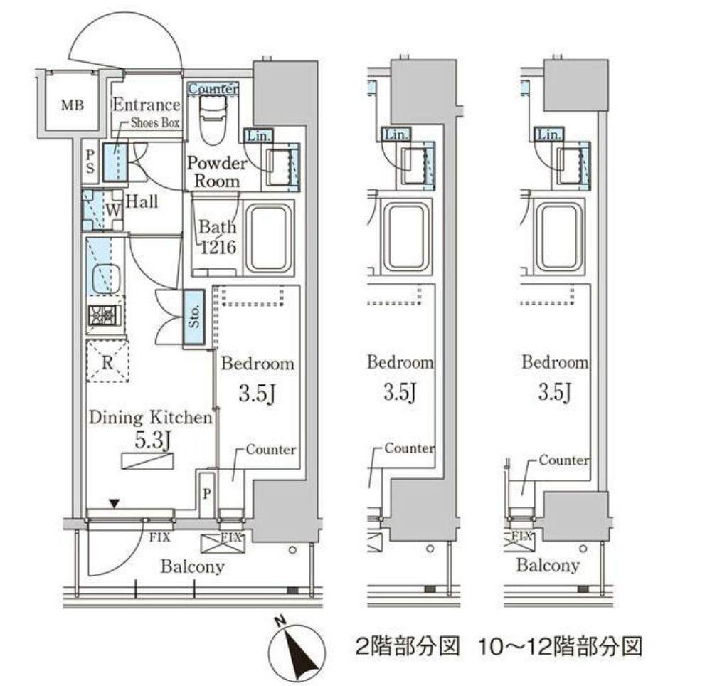 パークアクシス日本橋茅場町ステーションゲート(1DK/10階)の間取り写真