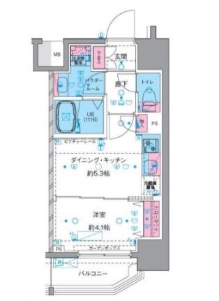 ジェノヴィア南千住スカイガーデン(1DK/9階)の間取り写真
