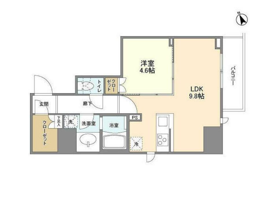 シェフルール新御徒町2(1LDK/3階)の間取り写真
