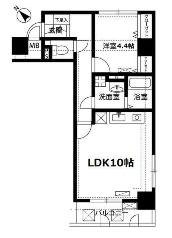 フォルトゥナ日本橋(1LDK/6階)の間取り写真