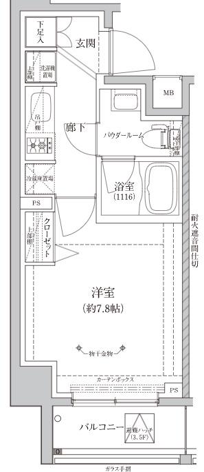 RELUXIA森下2(1K/5階)の間取り写真