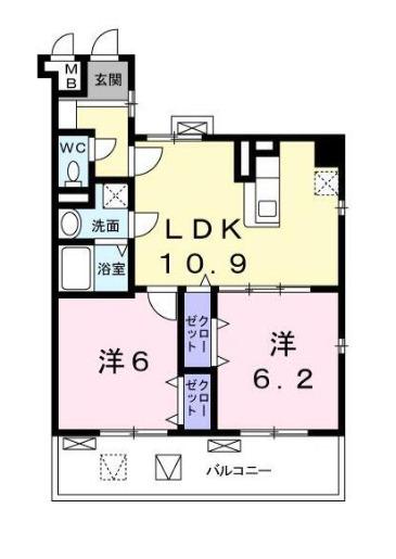 GROUND WELL(2LDK/3階)の間取り写真