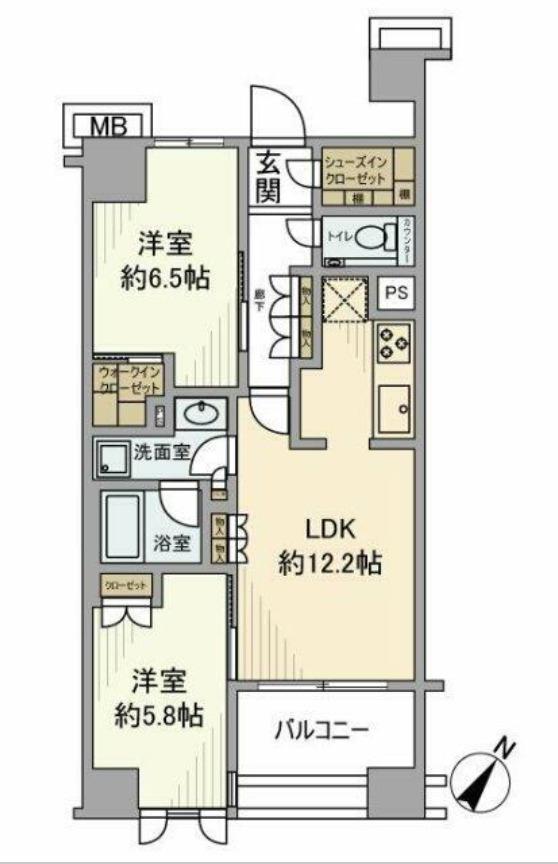 プレミスト文京千石(2LDK/2階)の間取り写真