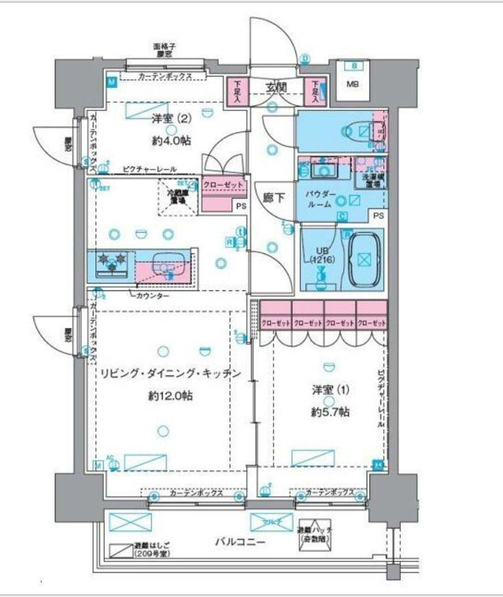 ジェノヴィア浅草Ⅵスカイガーデン(2LDK/10階)の間取り写真
