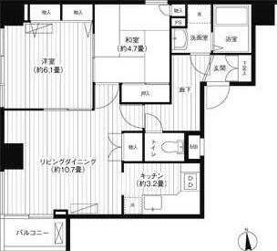 ベルフォーレ御徒町(2LDK/7階)の間取り写真