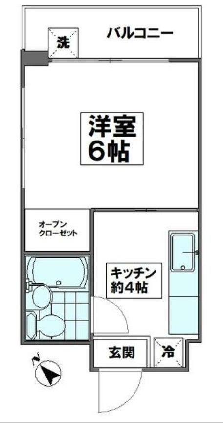 シャンピニヨン(1K/2階)の間取り写真