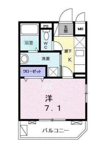 ハピネス・エムビー白山(1K/2階)の間取り写真