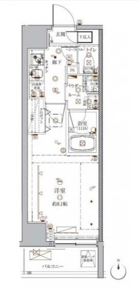 クレイシア入谷(1K/13階)の間取り写真