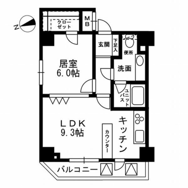 KDXレジデンス文京湯島(1LDK/11階)の間取り写真